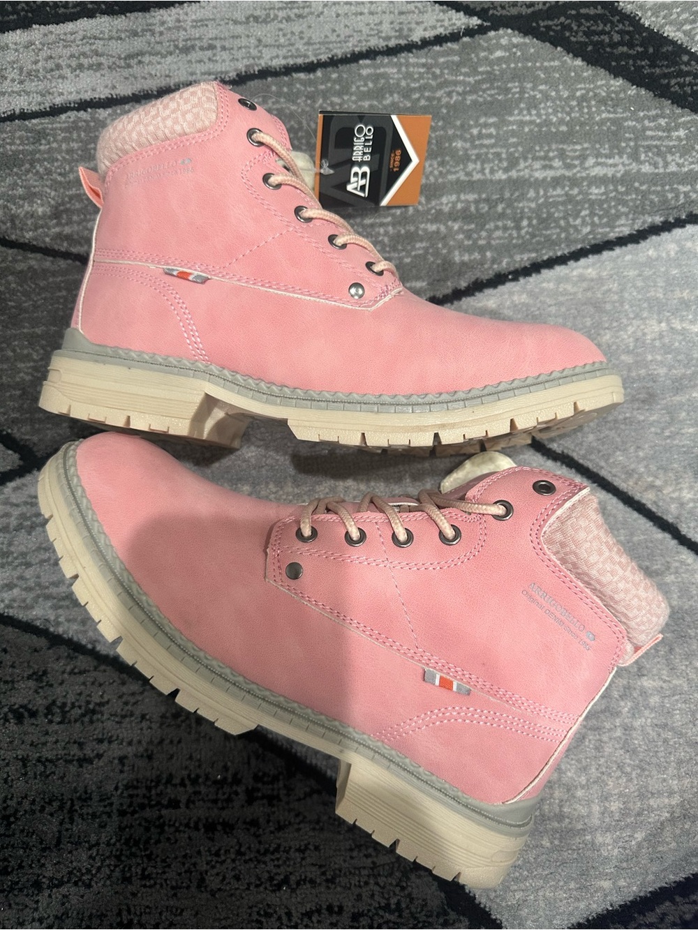 Pink Lace-Up Ankle Boots for Women - Casual Outdoor Style